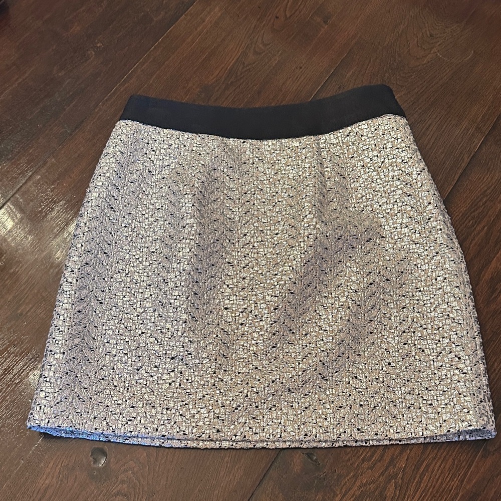 Shoshanna Black and Silver Textured Mini Skirt